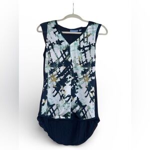 Simply Vera Vera Wang Abstract Navy and White Tank Top